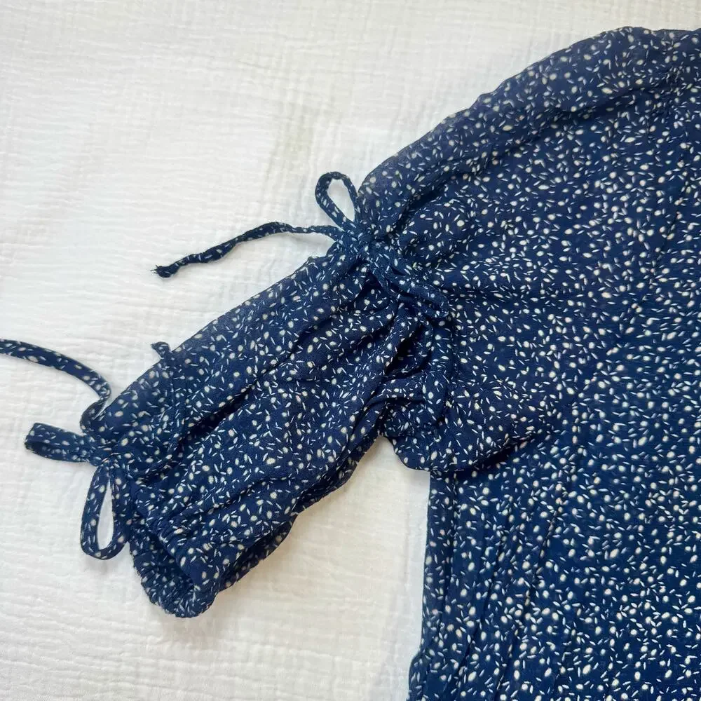 JUST Female Zoe Midi Dress Navy Floral Women's Small Peasant Scandi Boho Indie - Picture 9 of 16